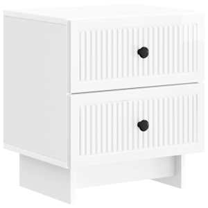 Nočna omarica s predalom Bela visok sijaj 43 x 34,5 x 47,5 cm