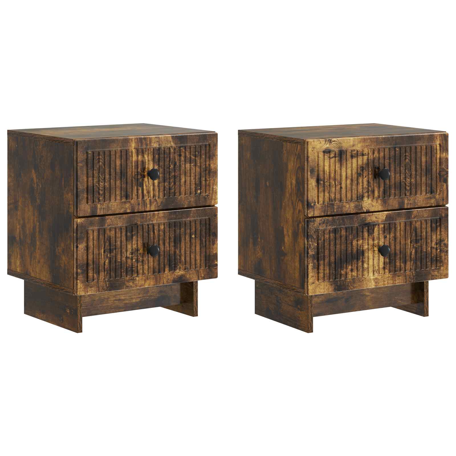 vidaXL Dulap de noapte 2 pcs Stejar fumuriu 43 x 34,5 x 47,5 cm