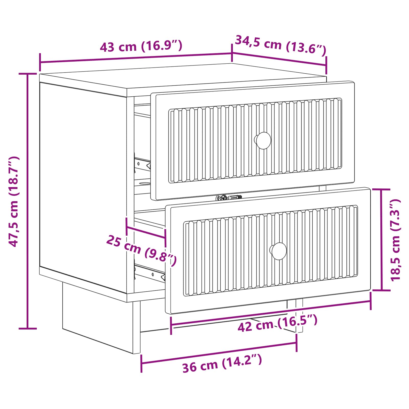 Nočna omarica 2 pcs Dimljen hrast 43 x 34,5 x 47,5 cm - slika 10