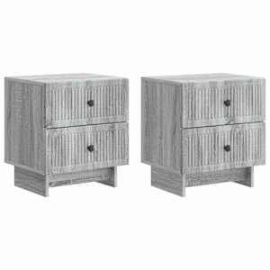 Nočna omarica s predalom 2 pcs Siva Sonoma 43 x 34,5 x 47,5 cm