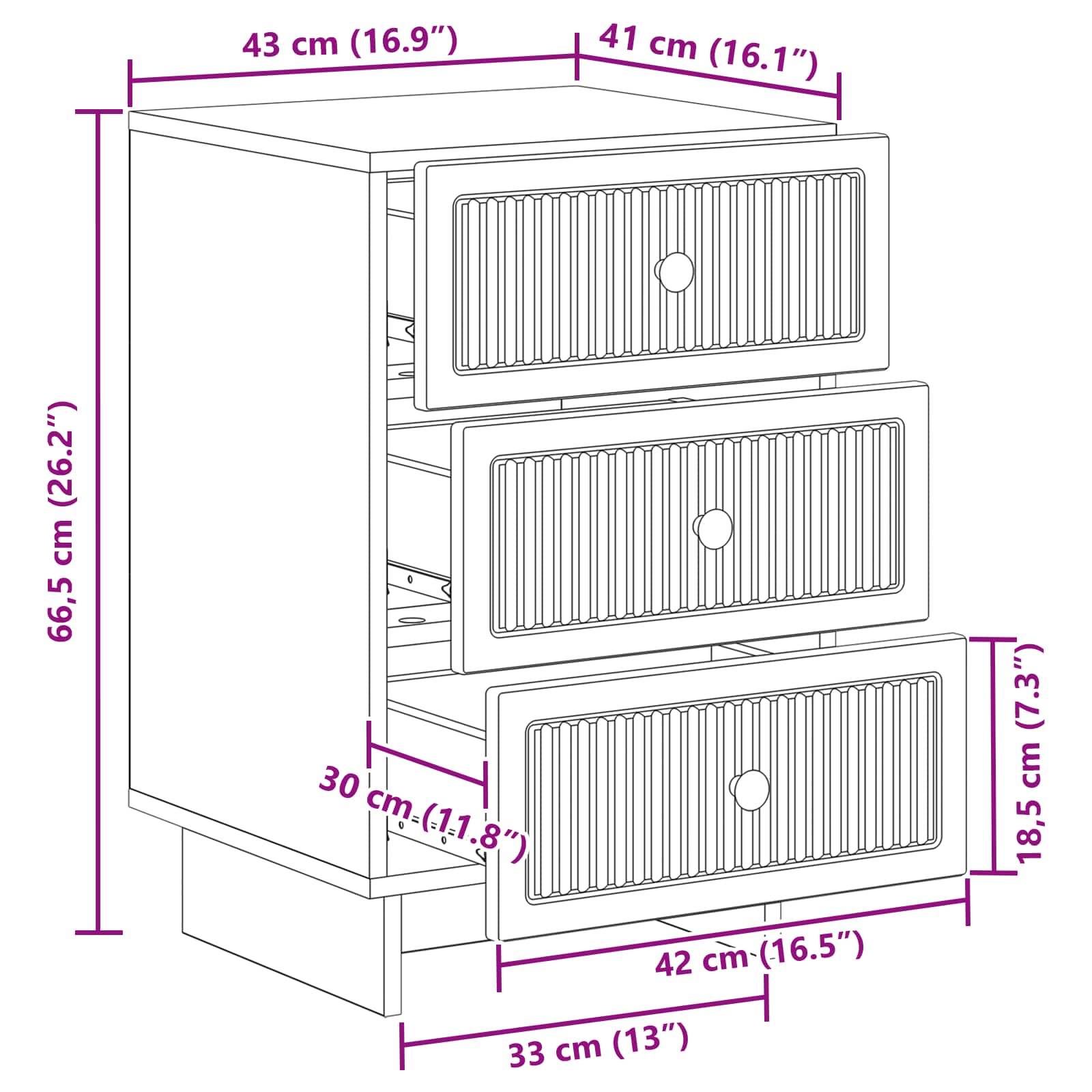 Κομοδίνο με συρτάρι Λευκό 43 x 41 x 66,5 εκ. Επεξεργασμένο Ξύλο - Image 9