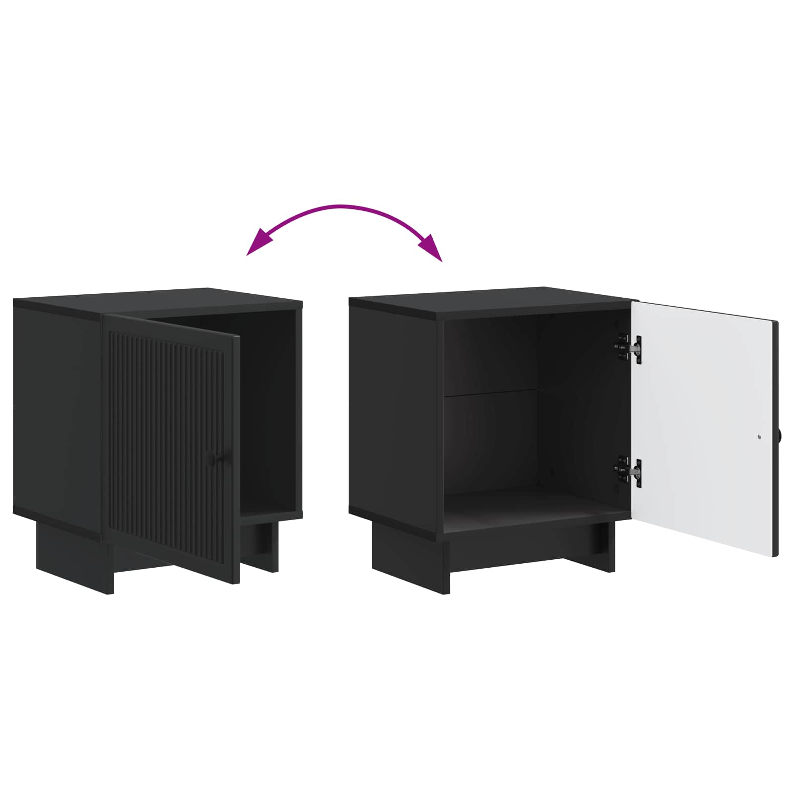 Nočna omarica Črna 43 x 34,5 x 50 cm Inženirski les - slika 9