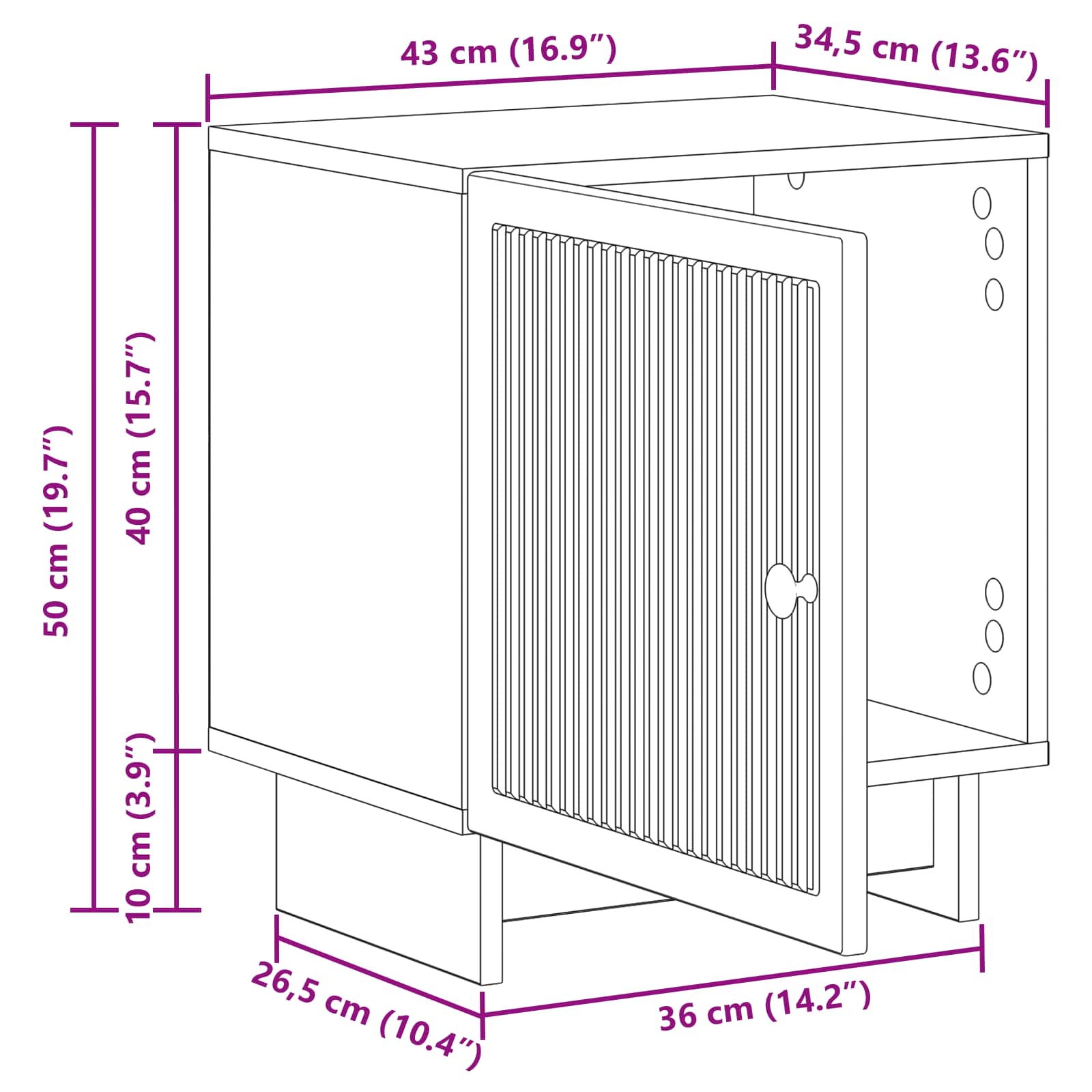 Nočna omarica Črna 43 x 34,5 x 50 cm Inženirski les - slika 10