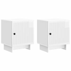Noční skříňka 2 pcs Bílá s vysokým leskem 43 x 34,5 x 50 cm - obrázek 2
