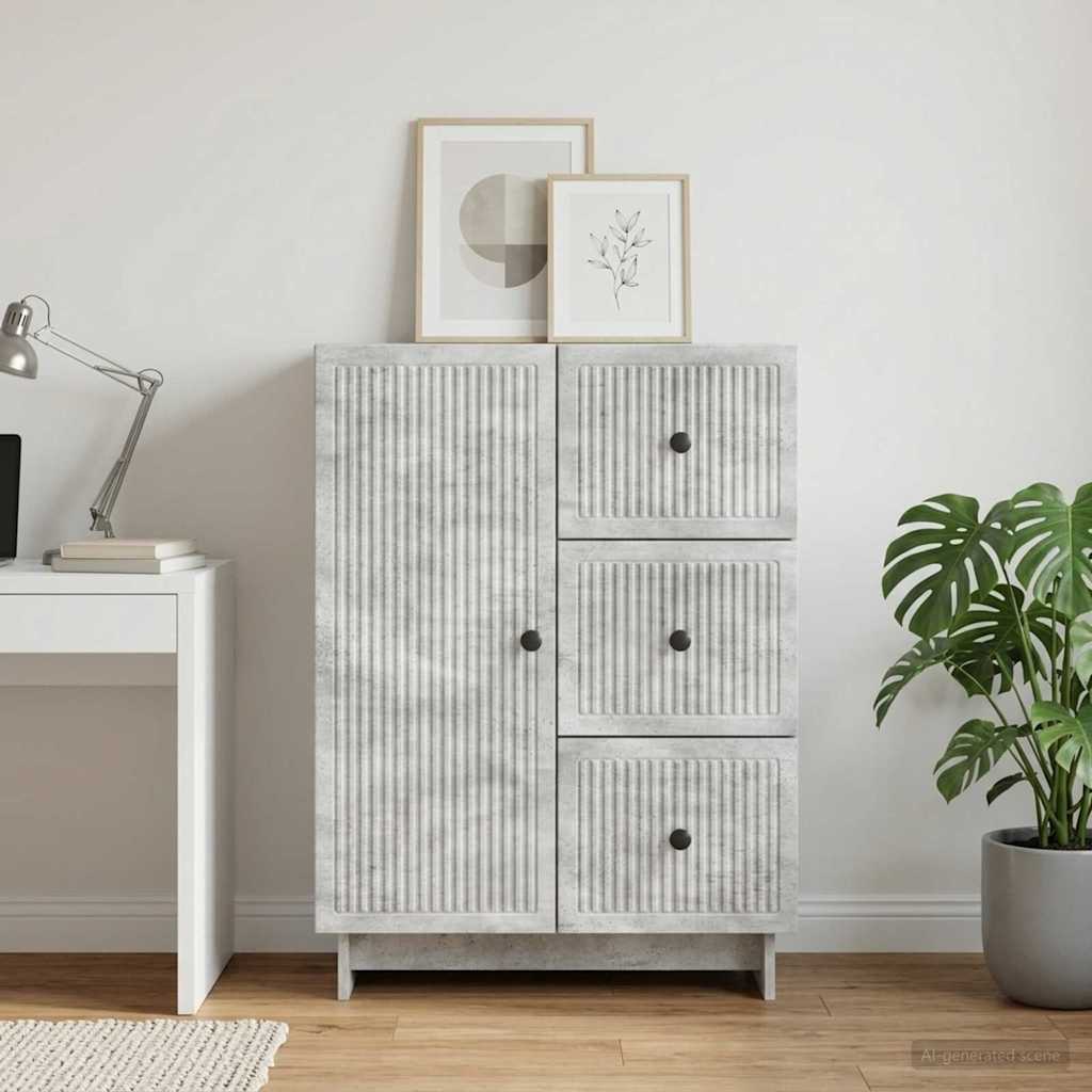 Strani šal Betonsko siva 66 x 34,5 x 90 cm Inženirski les - slika 4