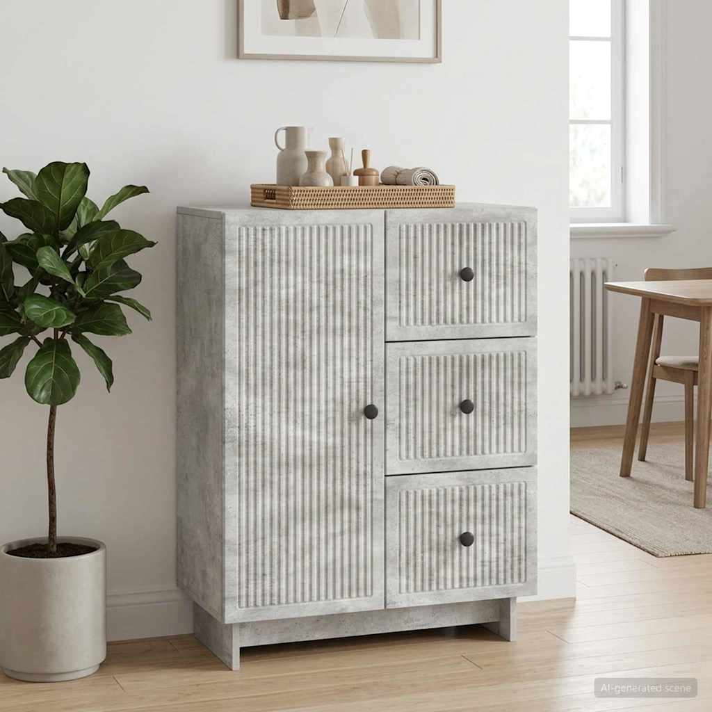 Strani šal Betonsko siva 66 x 34,5 x 90 cm Inženirski les