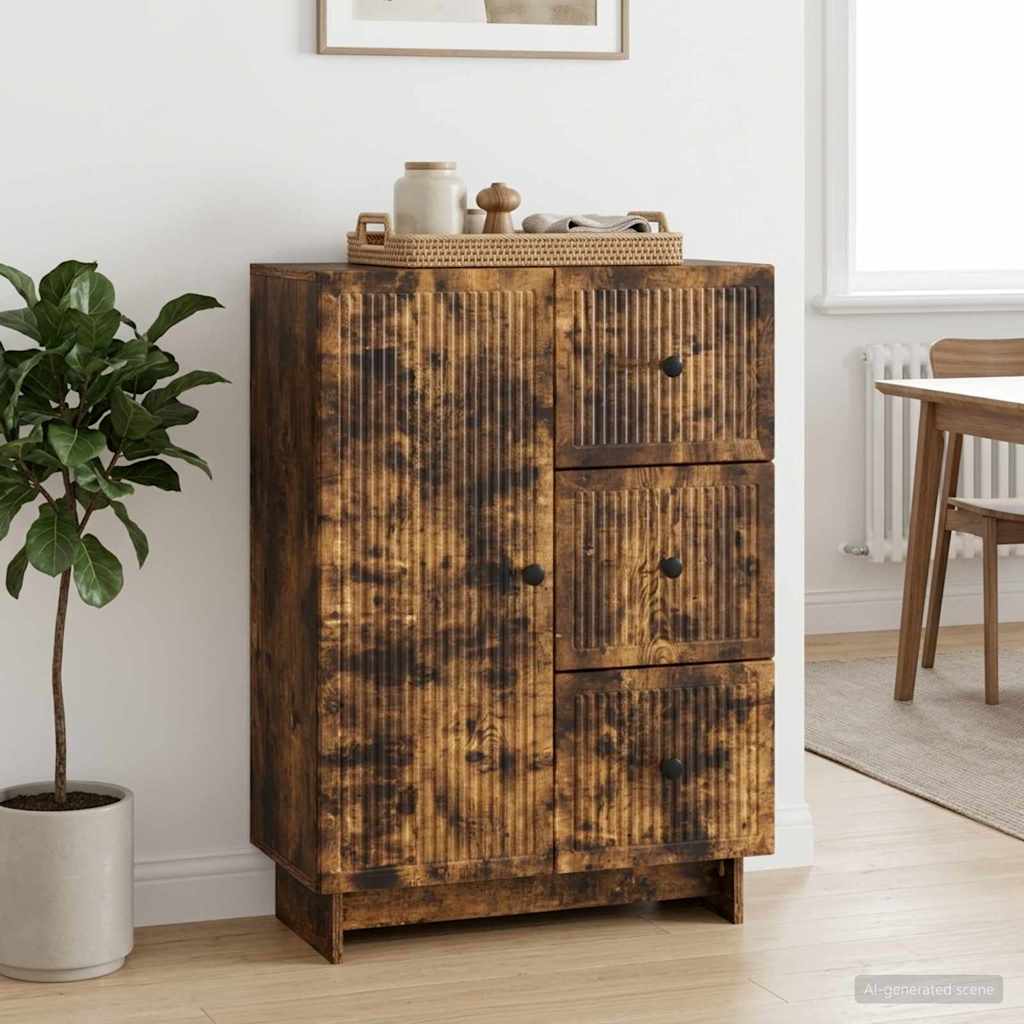 Strani šal Dimljen hrast 66 x 34,5 x 90 cm Inženirski les