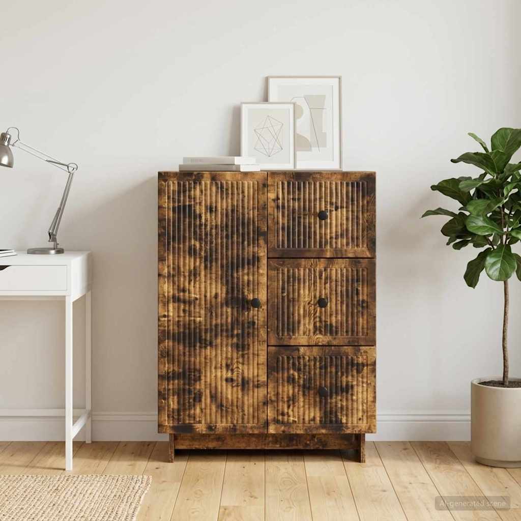 Strani šal Dimljen hrast 66 x 34,5 x 90 cm Inženirski les - slika 4