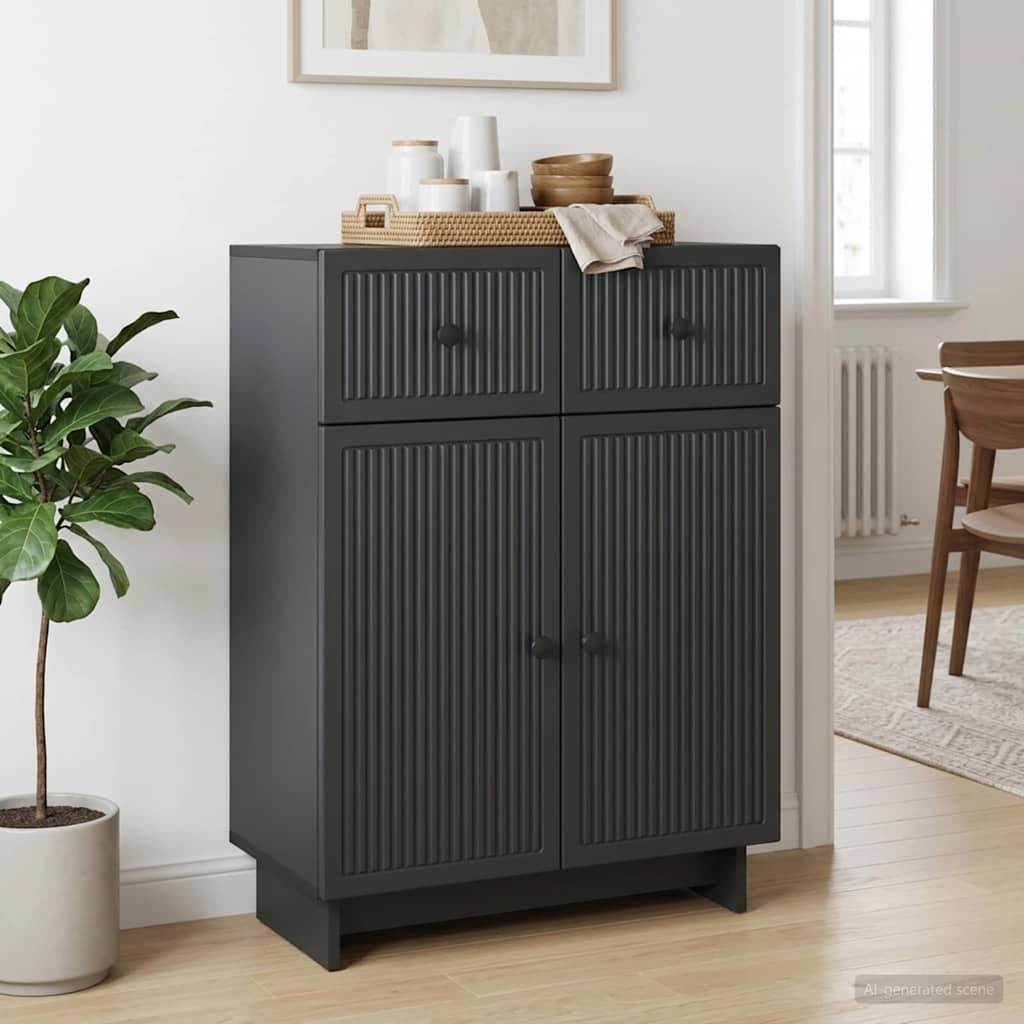 Strani šal s predalom Črna 66 x 34,5 x 90 cm Inženirski les - slika 4