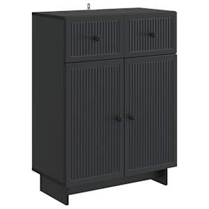 Strani šal s predalom Črna 66 x 34,5 x 90 cm Inženirski les