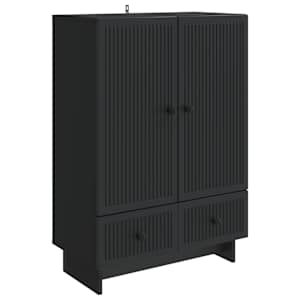 Strani šal Črna 66 x 34,5 x 95 cm Konstruirano leseno