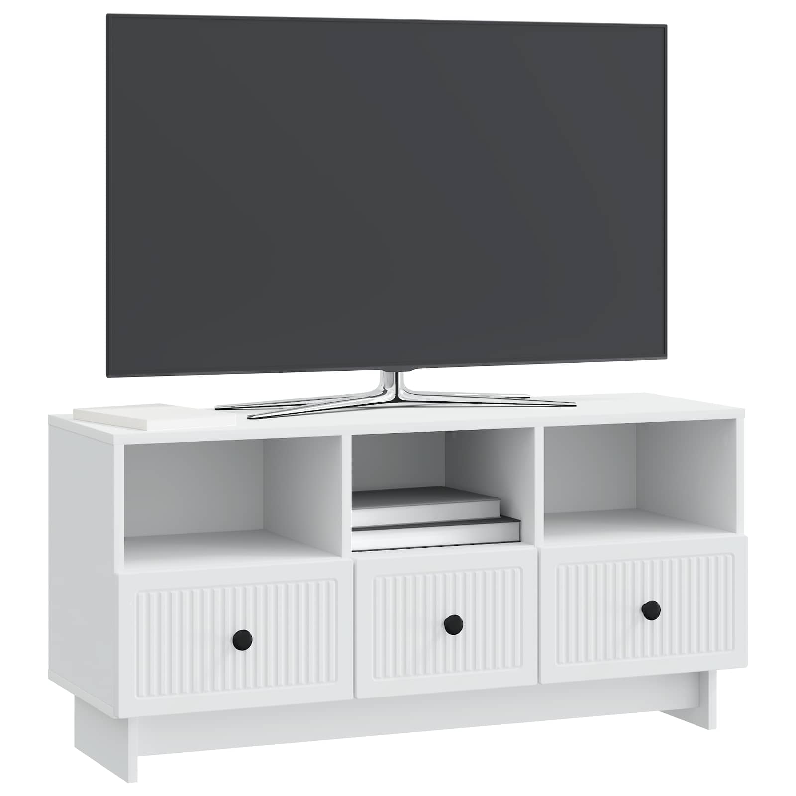 TV omarica s predalom Bela 102 x 34,5 x 50 cm Inženirski les - slika 2