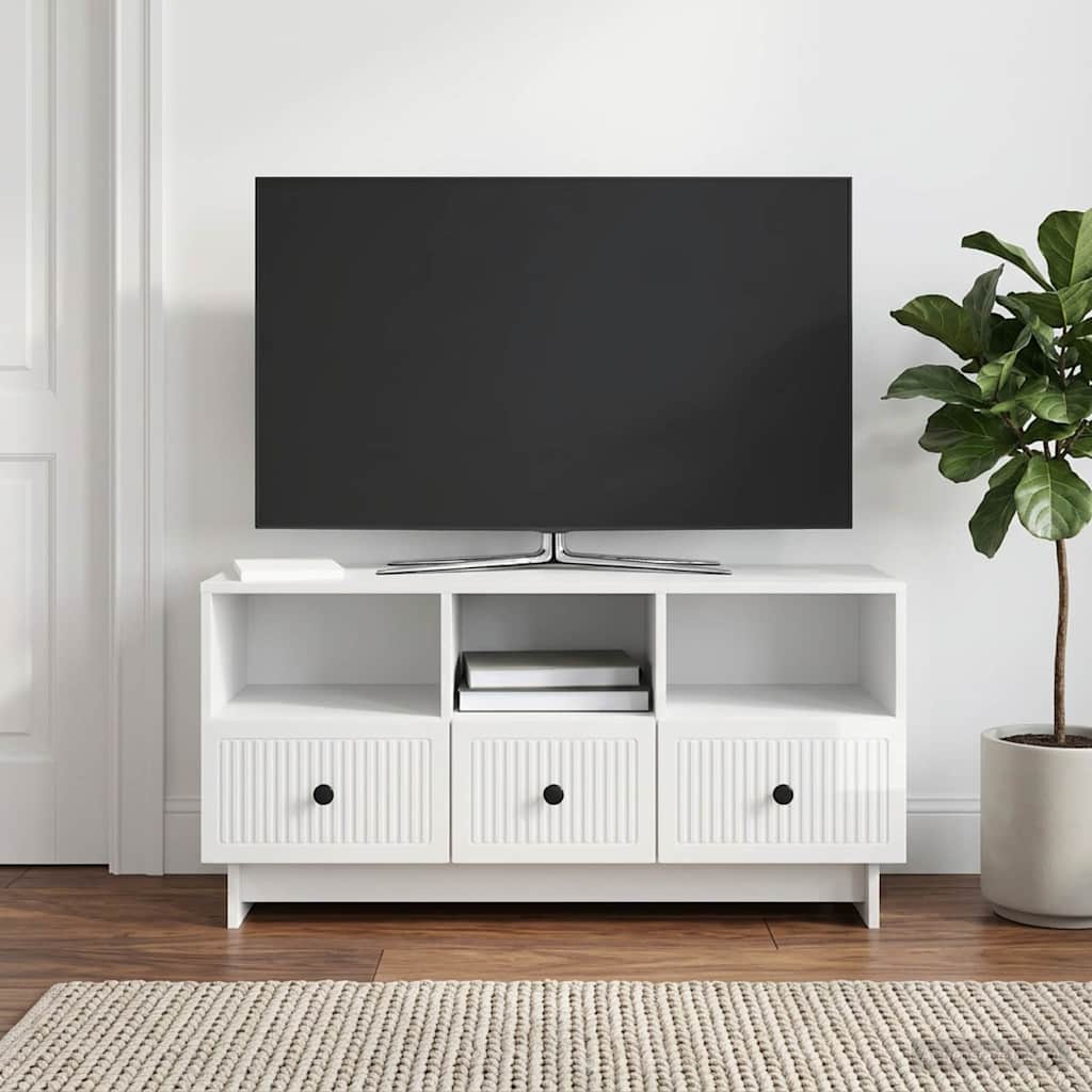 TV-kaappi Korkeakiiltoinen valkoinen 102 x 34,5 x 50 cm