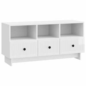 TV omarica Bela visok sijaj 102 x 34,5 x 50 cm Inženirski les