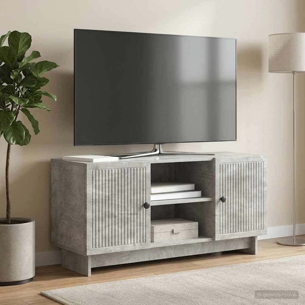TV-kaappi 102 x 34,5 x 50 cm Betoninharmaa Tekninen puu - Image 4