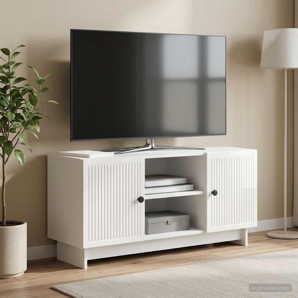 vidaXL Cabinet TV 102 x 34,5 x 50 cm Alb foarte lucios Lemn prelucrat