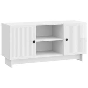 Televizní skříň 102 x 34,5 x 50 cm Bílá s vysokým leskem - obrázek 2
