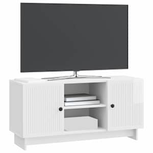 Televizní skříň 102 x 34,5 x 50 cm Bílá s vysokým leskem - obrázek 3