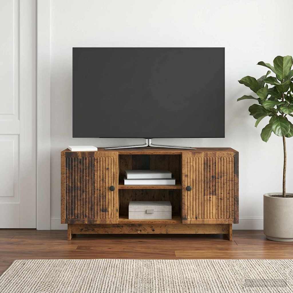 TV-kaappi 102 x 34,5 x 50 cm Vanha puu Tekninen puu - Image 4