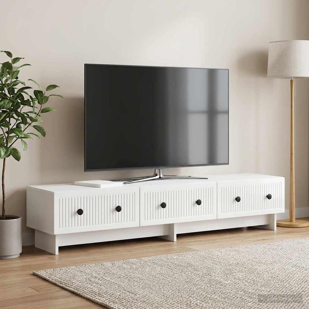 vidaXL Cabinet TV Alb foarte lucios 147 x 34,5 x 30 cm Lemn prelucrat