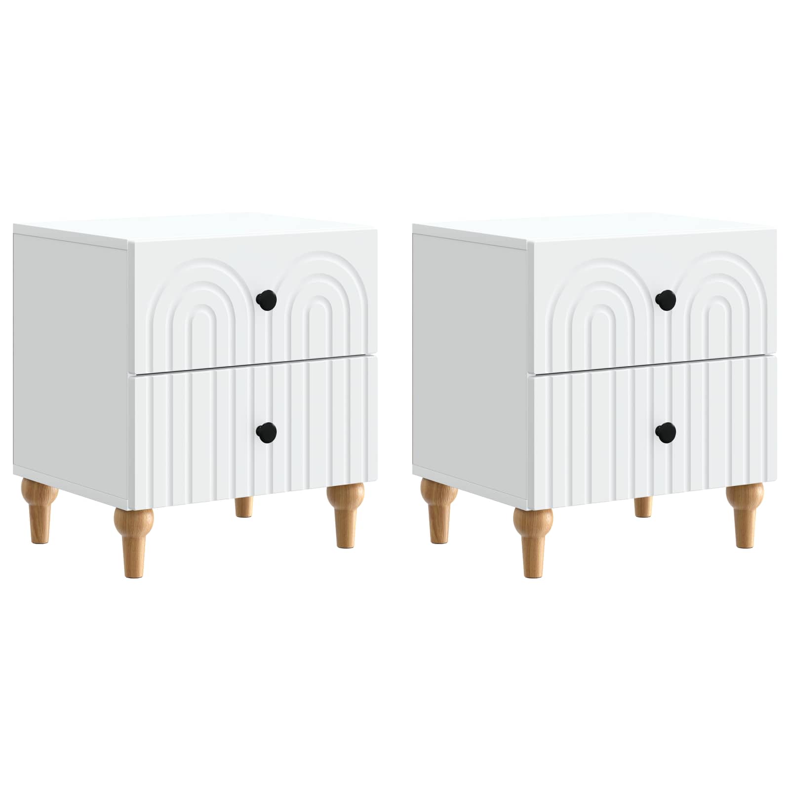 vidaXL Dulap de noapte 2 pcs Alb 43 x 34,5 x 48 cm Lemn prelucrat