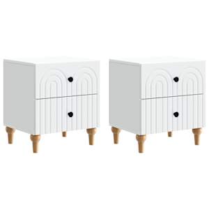 Noční skříňka 2 pcs Bílá 43 x 34,5 x 48 cm Kompozitní dřevo - obrázek 2