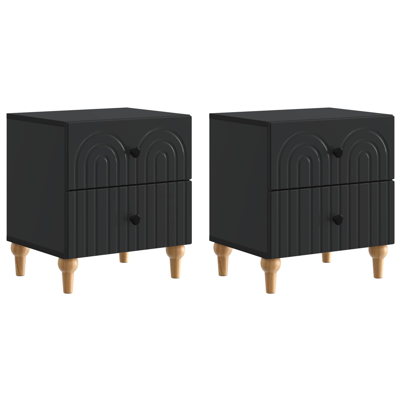 vidaXL Dulap de noapte 2 pcs Negru 43 x 34,5 x 48 cm Lemn prelucrat
