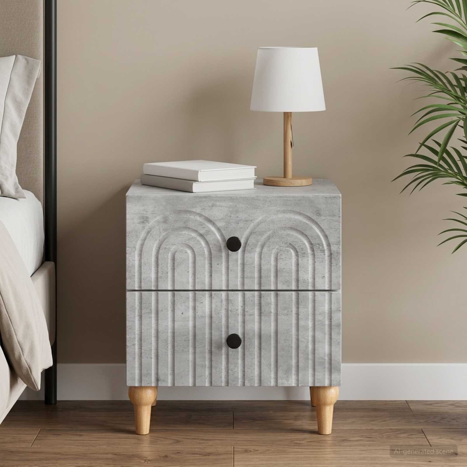 vidaXL Yöpöytäkaappi Betoninharmaa 43 x 34,5 x 48 cm Tekninen puu