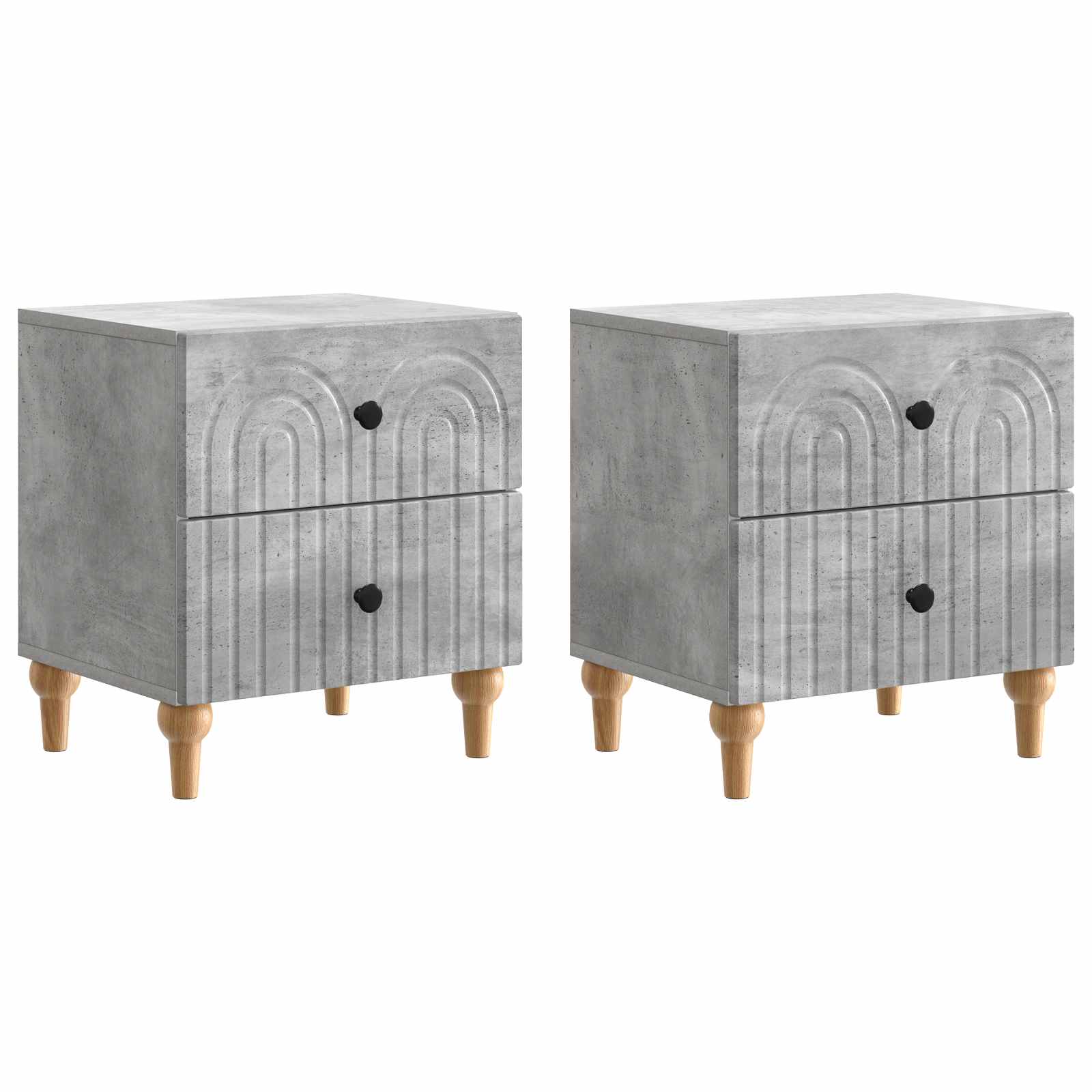 vidaXL Dulap de noapte cu sertar 2 pcs Gri Beton 43 x 34,5 x 48 cm
