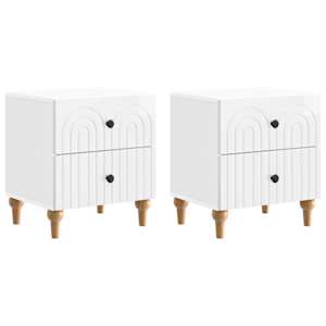 Nočna omarica 2 pcs Bela visok sijaj 43 x 34,5 x 48 cm