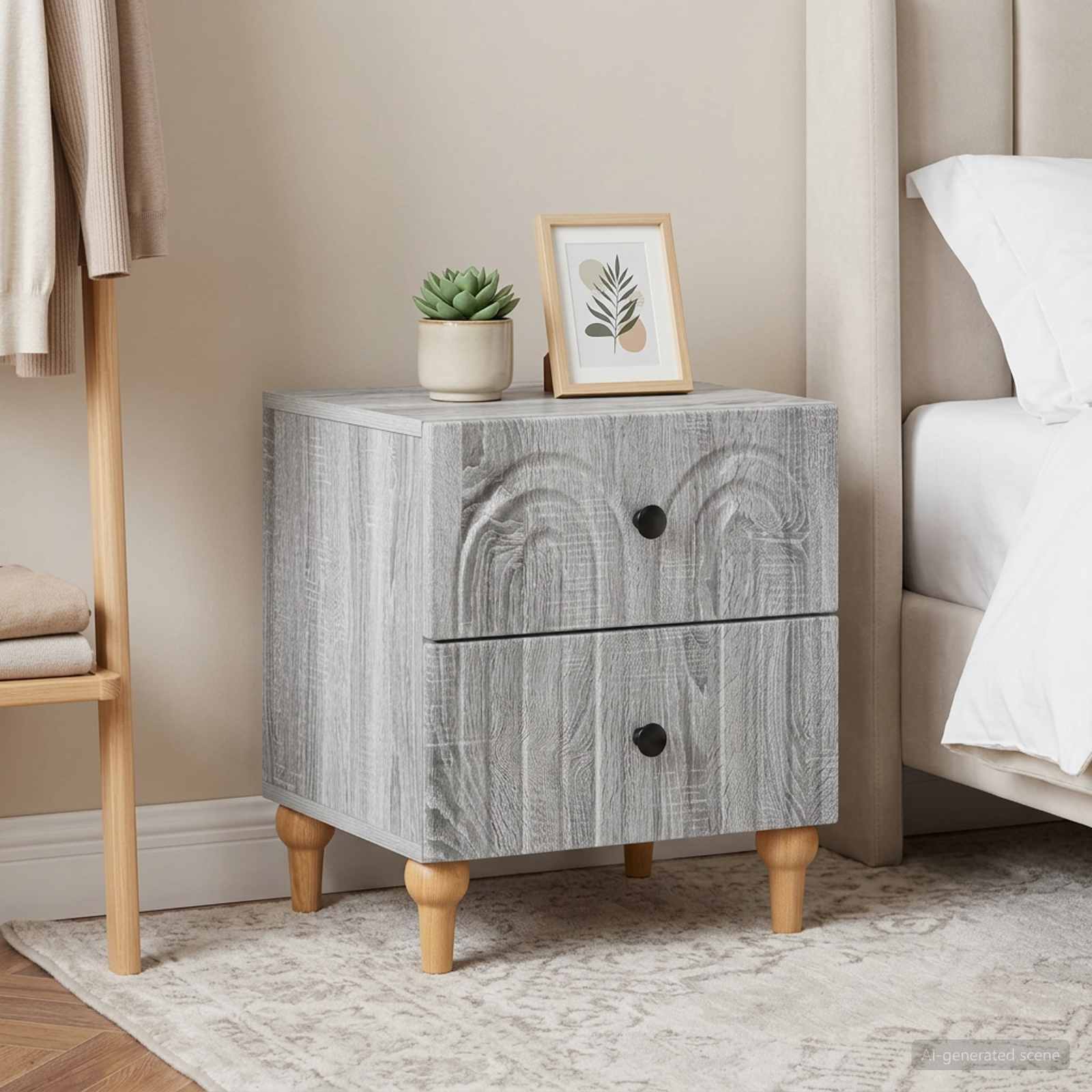 Κομοδίνο 2 pcs Γκρι Sonoma 43 x 34,5 x 48 εκ Επεξεργασμένο Ξύλο