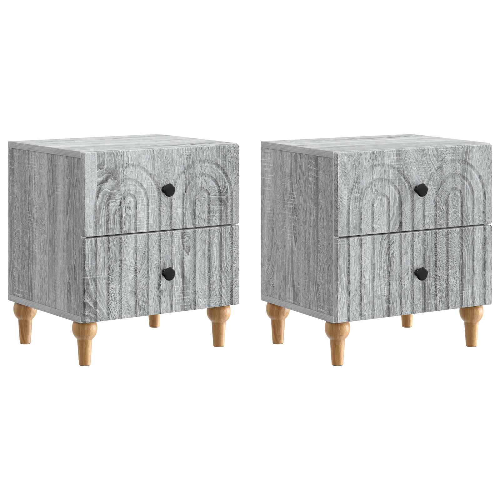 vidaXL Dulap de noapte cu sertar 2 pcs Sonoma gri 43 x 34,5 x 48 cm