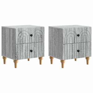 Noční skříňka se zásuvkou 2 pcs Šedá sonoma 43 x 34,5 x 48 cm - obrázek 2