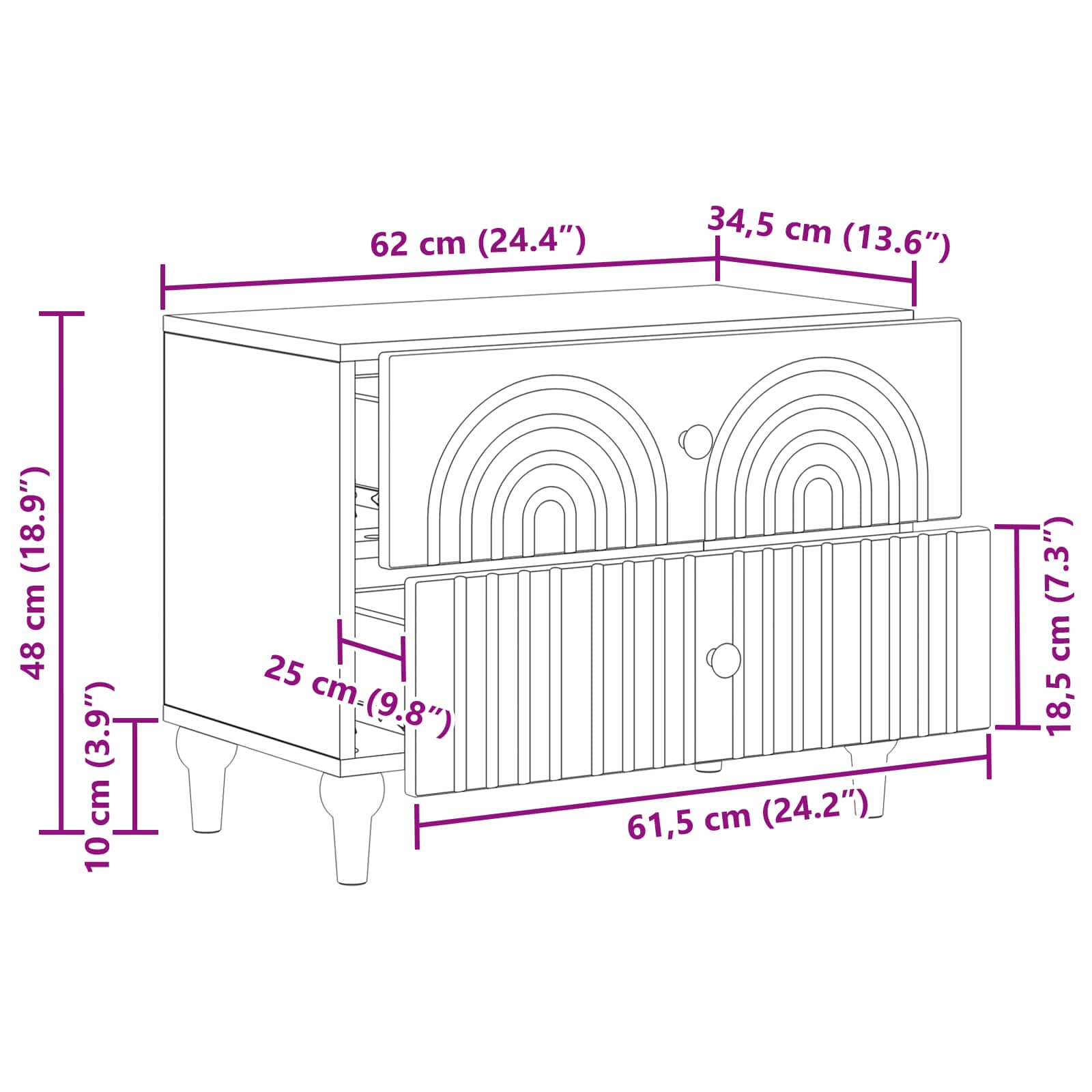 Κομοδίνο με συρτάρι Λευκό 62 x 34,5 x 48 εκ Επεξεργασμένο Ξύλο - Image 9