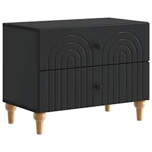 Nočna omarica s predalom Črna 62 x 34,5 x 48 cm Inženirski les