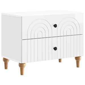 Nočna omarica Bela visok sijaj 62 x 34,5 x 48 cm Inženirski les