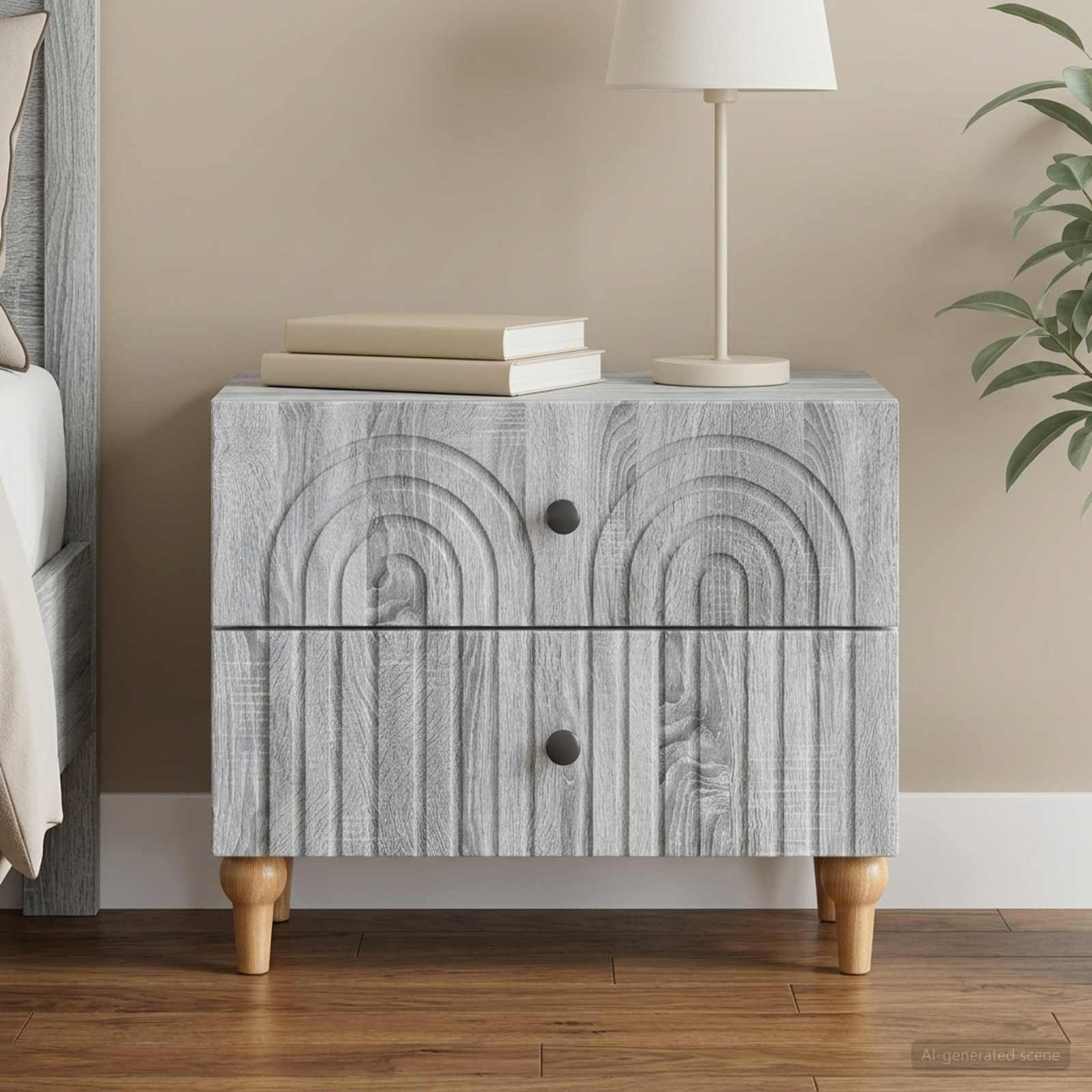 vidaXL Yöpöytäkaappi Harmaa sonoma 62 x 34,5 x 48 cm Tekninen puu
