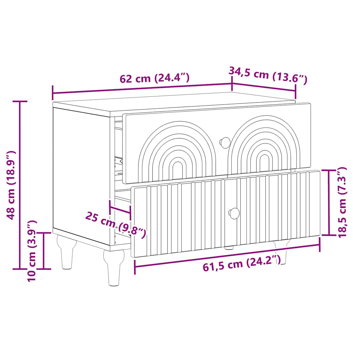 Natskab 62 x 34,5 x 48 cm Konstrueret træ - Billede 11