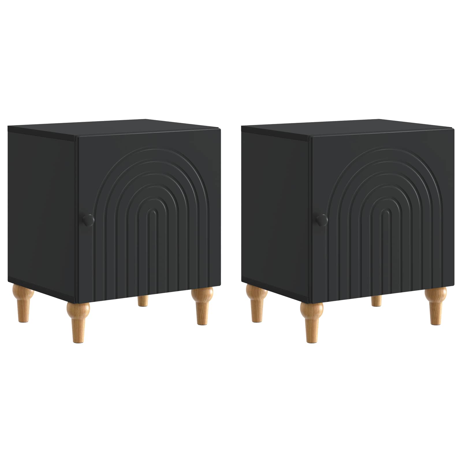vidaXL Dulap de noapte 2 pcs Negru 43 x 34,5 x 50 cm Lemn prelucrat