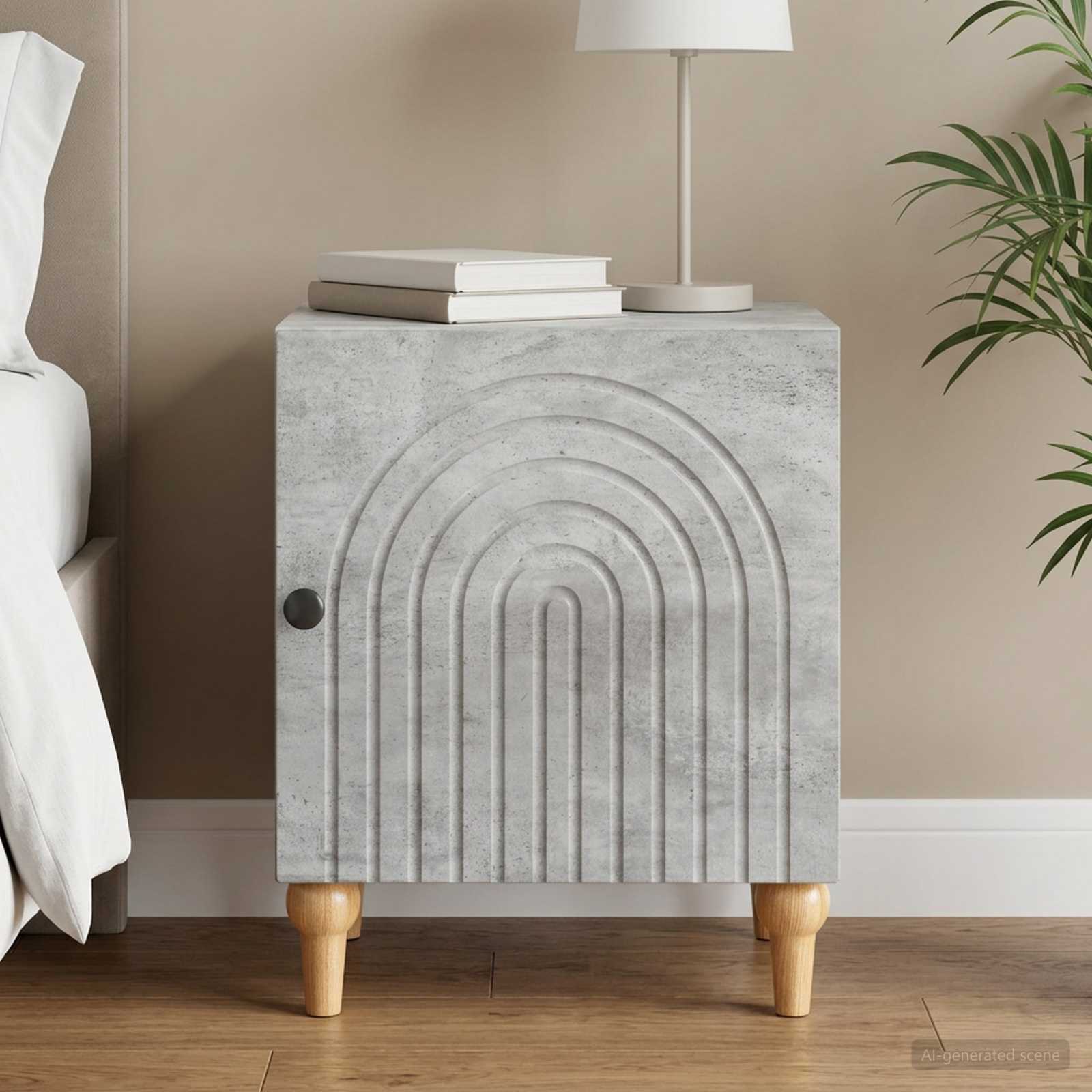 vidaXL Yöpöytäkaappi Betoninharmaa 43 x 34,5 x 50 cm Tekninen puu
