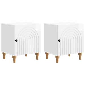 Noční skříňka 2 pcs Bílá s vysokým leskem 43 x 34,5 x 50 cm - obrázek 2