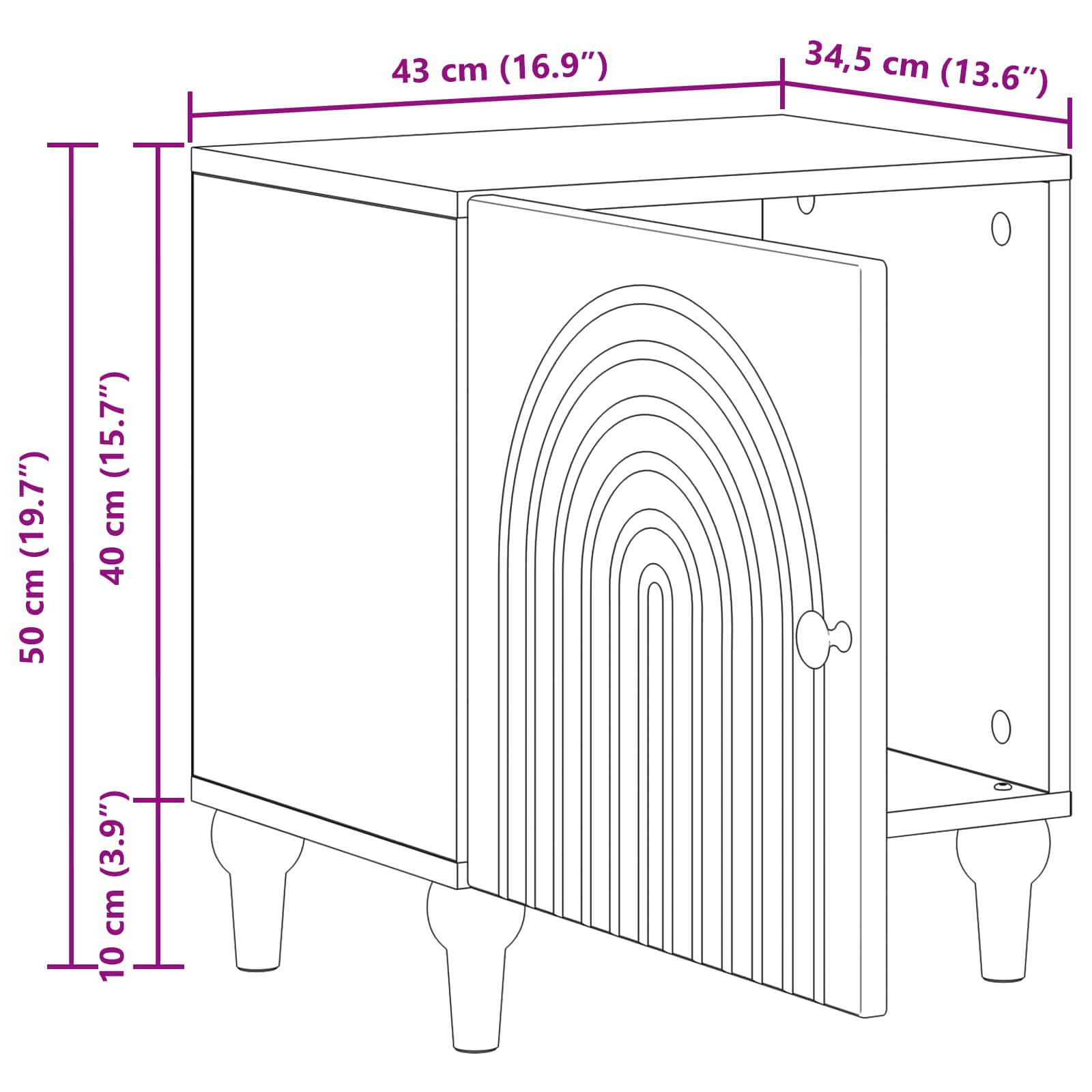 Nočna omarica Siva Sonoma 43 x 34,5 x 50 cm Inženirski les - slika 9