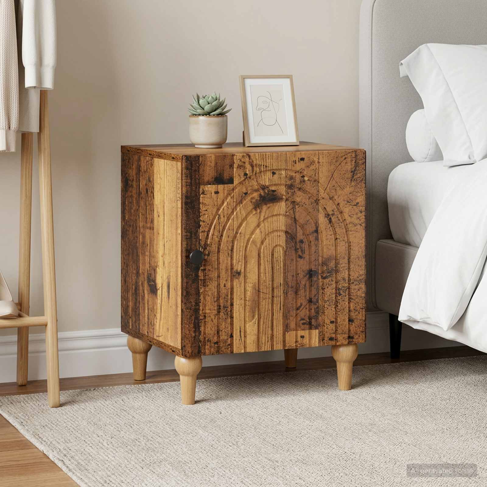 Natskab - 2 stk i gammelt trælook, 43 × 34,5 × 50 cm, konstrueret træ