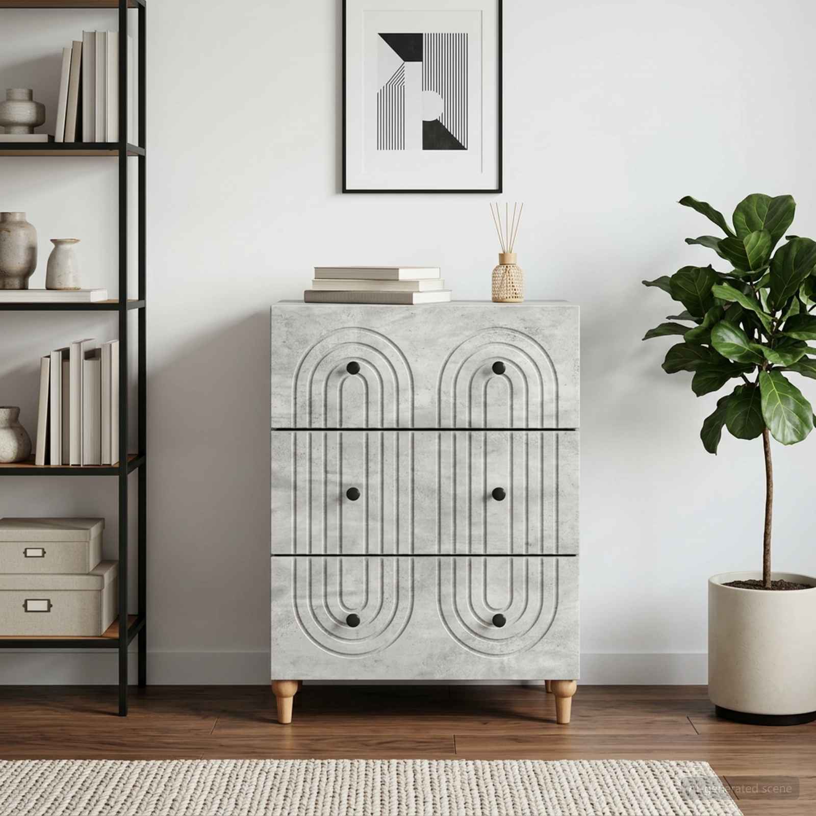 Laatikkokaappi Betoninharmaa 66 x 34,5 x 90 cm Tekninen puu