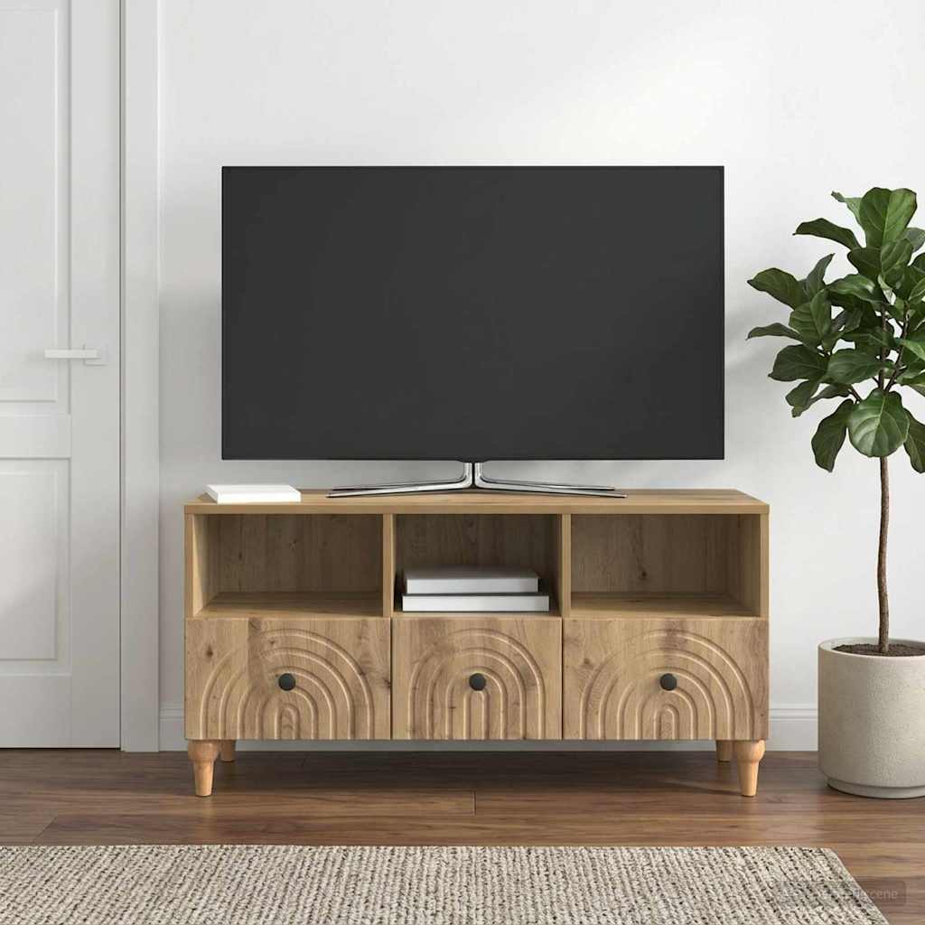 TV-kaappi Artisan Tammi 102 x 34,5 x 50 cm Käsitelty puu - Image 4