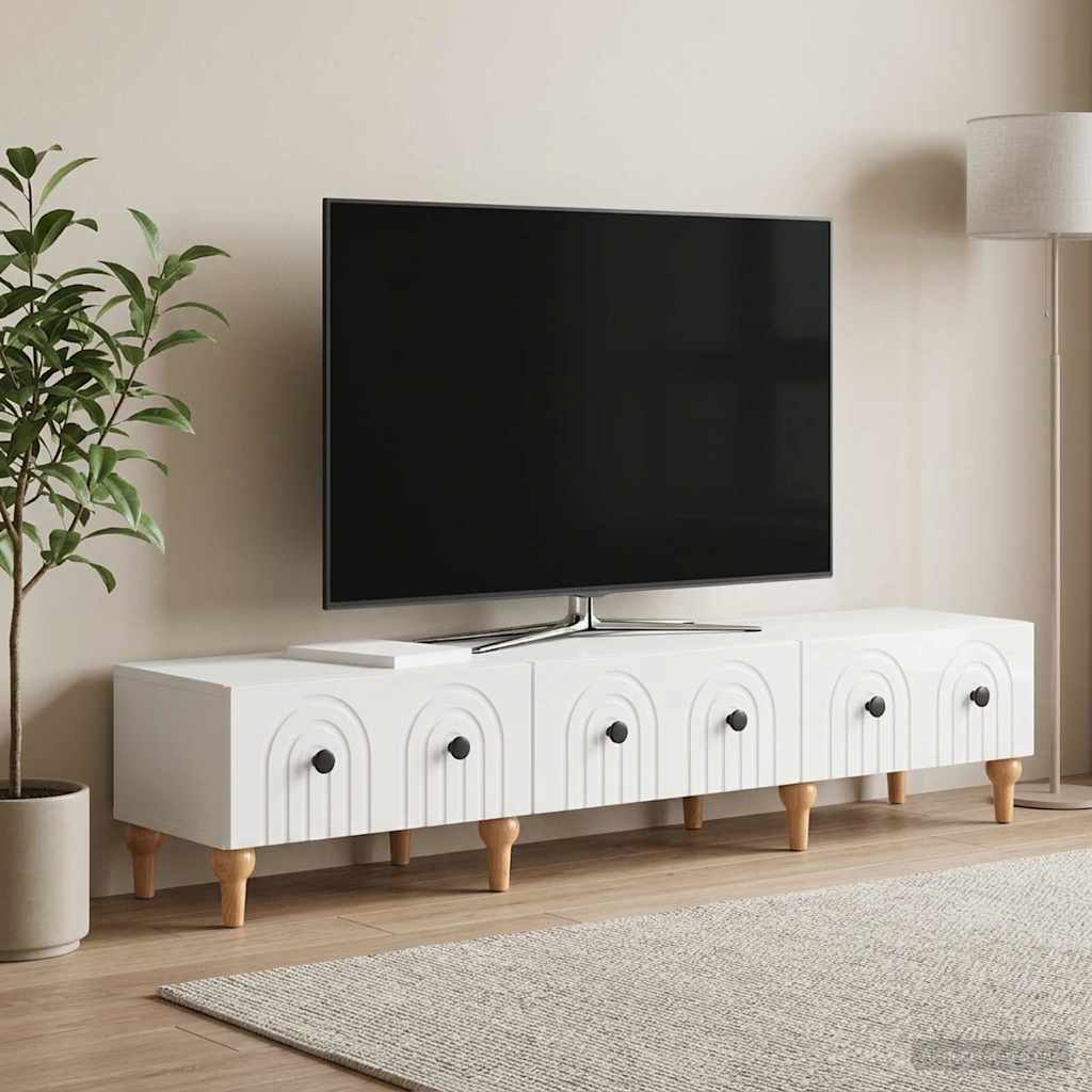 TV-kaappi Korkeakiiltoinen valkoinen 147 x 34,5 x 30 cm