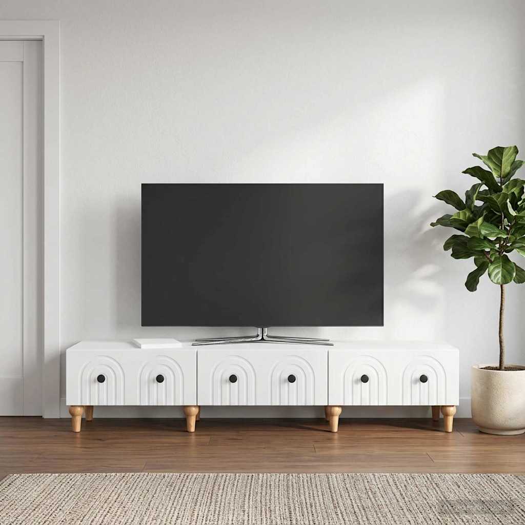 TV-kaappi Korkeakiiltoinen valkoinen 147 x 34,5 x 30 cm - Image 4