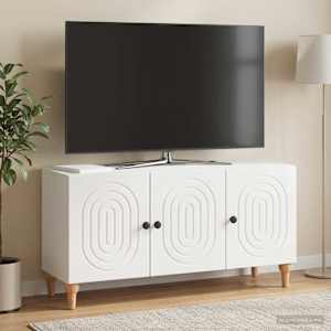 TV omarica Bela visok sijaj 99 x 34,5 x 50 cm Inženirski les
