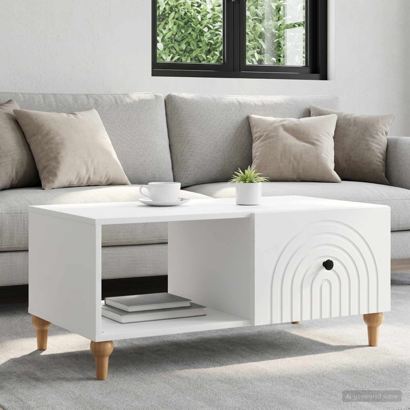 vidaXL Masă de cafea Alb 90 x 50 x 40 cm Lemn prelucrat