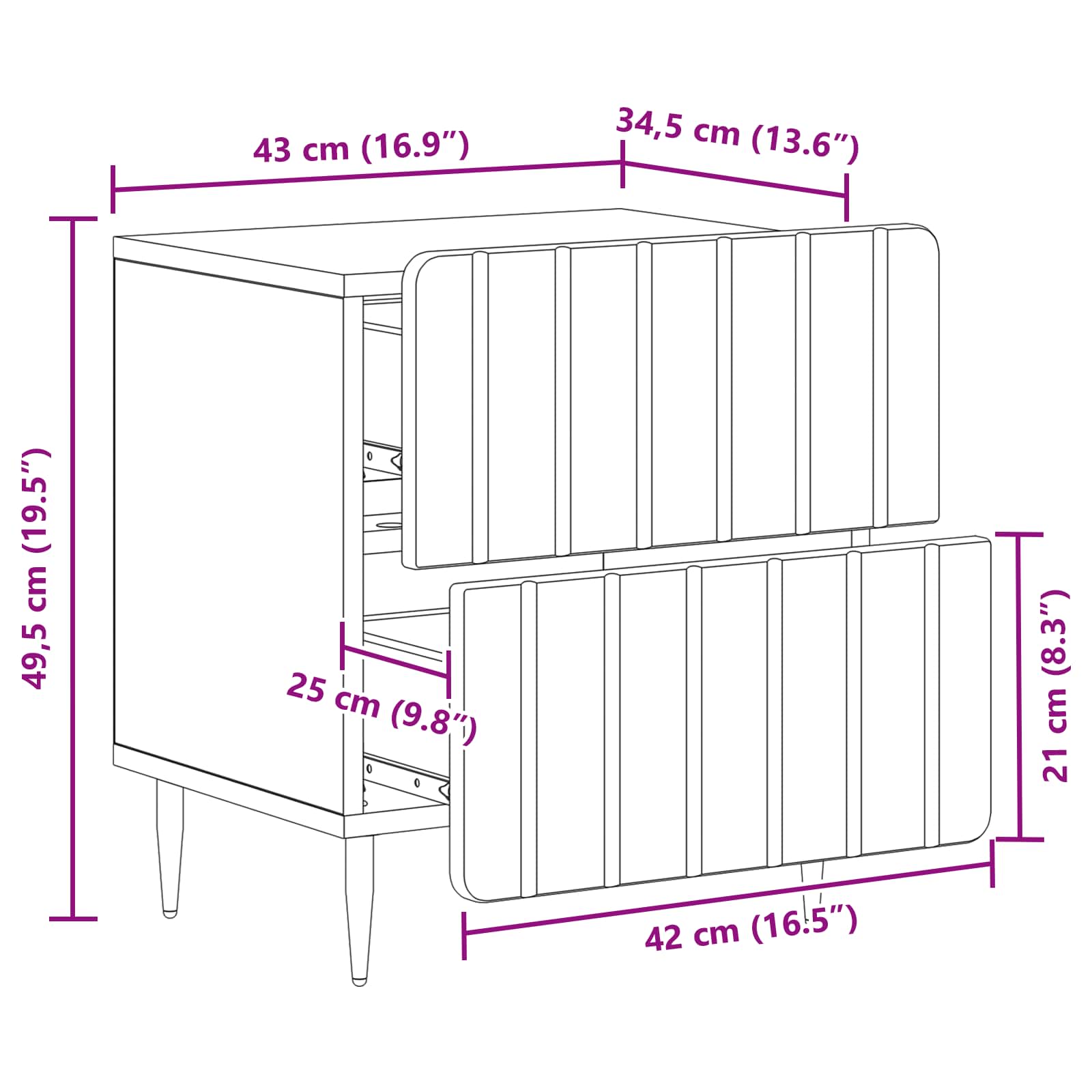 Κομοδίνο Λευκό 43 x 34,5 x 49,5 εκ Επεξεργασμένο Ξύλο - Image 9